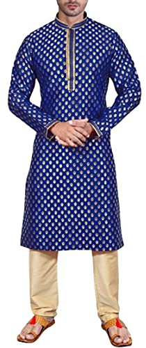 Sonisha SK105 Men's Blue Kurta Pajama Set Wedding Kurta Pyjama Indian Party Suit (38)