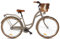 Goetze Style 28 Zoll Damen Citybike, 18 Zoll Tiefeinsteiger Aluminiumrahmen, 3-Gang Nabenschaltung, Rücktrittbremse, V-Bremse, LED-Beleuchtung, Rattankorb, Komfortsattel, mit Ständer & Klingel