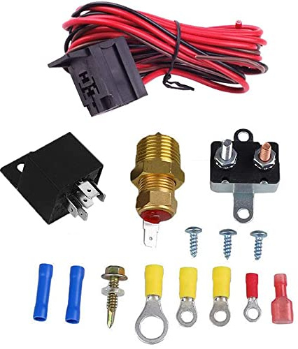 CENPEK 175-185 Grados Kit de termostato de Ventilador de refrigeración eléctrico Sensor de Temperatura Interruptor de Temperatura 40 50 Kit de relé de 60 amperios