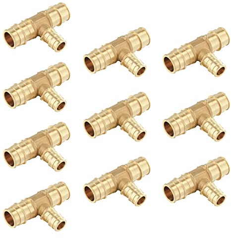 (Pack of 10) EFIELD Pex A Full Flow Expansion Brass Fittings 3/4x 3/4x 1/2 Reducing Tee ONLY For Pex-A Tubing Connection, ASTM F1960,(PEX1960120)