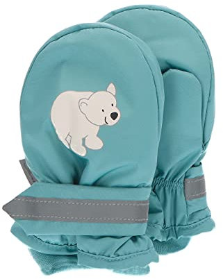 Sterntaler Baby Unisex Kinder Fäustel Eisbär Handschuh - Baby Fäustlinge Winter, Baby Handschuhe - mit Eisbär Print - dunkeltürkis, 1