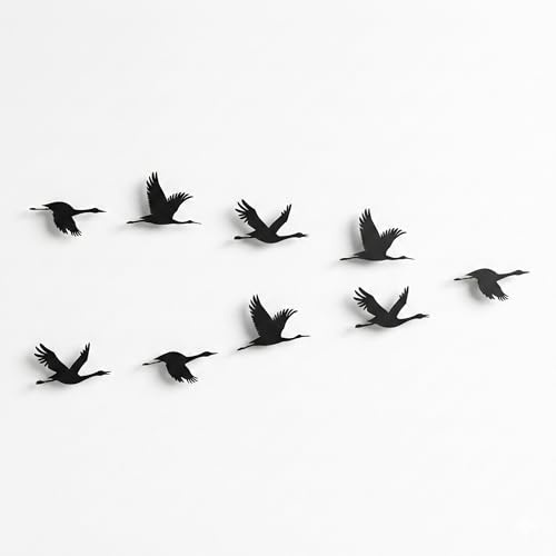 Metall Wandkunst Kraniche Vögel Metall Wanddekoration Innendekoration Wohnzimmer Dekor Wildlife Liebhaber Geschenk Wandbehänge Vögel Schild (9er Set)
