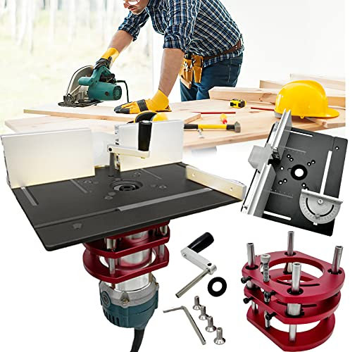 Router Ascensore, Tavolo Per Router Con Set 3 Piastre Inserti Router Tavolo Per Router Sistema Sollevamento Preciso Per Router Tavolo Inserti Router Supporto Base Sollevamento Massimo 51mm Nero
