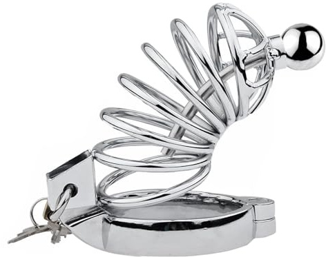 Peniskäfig Edelstahl Keuschheitskäfig Herren mit Dilator Harnröhre & Penisring Cockring,Chastity Cage Male mit Penis Plug, Keuschheitsgürtel für Herren,Sex Spielzeug für die Männer (Ø:50mm)