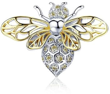 Charm abeille Reine Alverare Insecte en argent 925 - Les Folies pour Pandora, Argent sterling, Zircone cubique