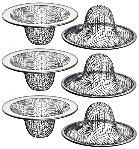6 Stück – 5,4 cm oben / 2,5 cm Korb – Mesh-Abflusssieb für Waschbecken, Utility, Slop, Wäsche, Wohnmobil und WC