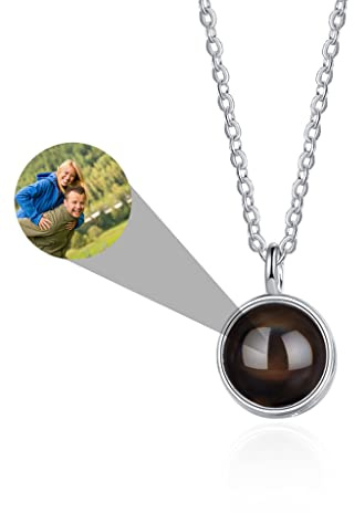 TantricBliss Personalisierte Projektion Kette mit Foto für Frauen - Benutzerdefinierte Foto Liebe Herz Projektion Anhänger Schmuck Memorial Geschenke für Frau Freundin Mutter Tochter
