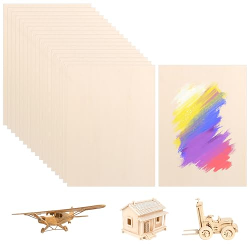 DAJAVE Lot de 18 plaques de sperrhéla, 3 mm, 42 x 30 cm, en bois de contreplaqué, format A3, contreplaqué, pour décoration, bricolage, pyrogravure, modélisme