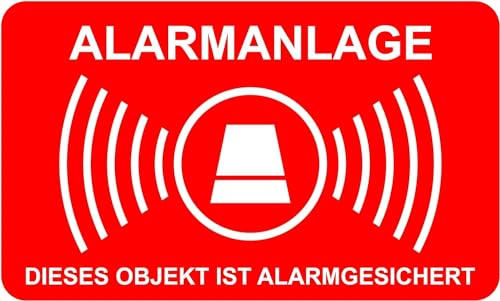 10 Stück Aufkleber Alarmanlage 5 cm x 3 cm alarmgesichert wetterfest & UV Schutz Set - Offsetdruck