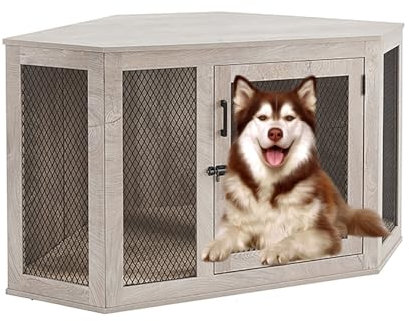 Eck-Beistelltisch Tierkäfig mit abschließbarer Tür Eckmöbel für Hundekäfige 2-in-1 Hundekäfig Nachttish Multifunktional Hundehaus TV Schrank für kleine Hunde bis mittelgroße Hunde. ( Color : Walnut ,