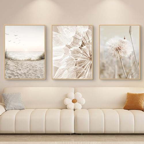 Trayosin 3-teiliges Poster Set,Moderne Boho Pampasgras Bilder Wohnzimmer Deko Schlafzimmer Wandbilder Beige Kunst Bild ohne Rahmen Kunstdruck Leinwandbild (A,40x50cm)