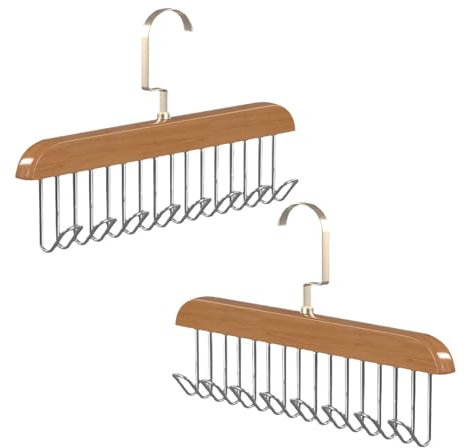 2 Pack Belt Hanger for Closet Metal Tie Rack for Wardrobe Belts Organizer for Ties, Tank Tops, Scarves, Bras, Keys, Handbags