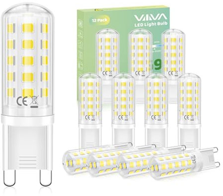 G9 LED kaltweiss 6000K 3W-12er Pack, LED Lampe, G9 Leuchtmittel 3W Ersatz Für Halogenlampe 35W, Glühbirne 350 Lumen, 360°Abstrahlwinkel, Nicht Dimmbar, Kein Flackern, Enegiesparende kleine Birne