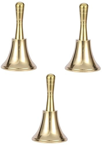 HOODANCOS 3pcs Retro Manual Restaurant Bell Vintage Hotel Dish Bell Bar for Ringing Service Handle Decorative Call for Christmas