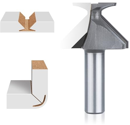 HUHAO 1/2 Shank R18 Seamless Woodworking Router Bit, Arc Bending Integrated Milling Cutter Router Bit, Carbide Tip V Bit for Woodworking Chamfer Bevel Cutter Engraving Tool