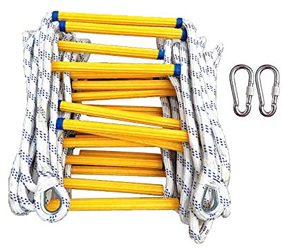 Emergency ladder, Rope Ladder Emergency Fire Escape Ladder Nylon Escape Ladders Safety Ladder with Hooks, Wear-Resistant, Non-slip, Flame Resistant, for Kids/Children and Adults Escape from