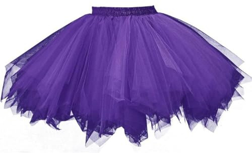 AMateschitz tyllkjol dam retro tyll tutu kjol balett kort tutu underkjol 50-talet rockabilly danskjol vintage dansklänning balklänning underkjol för fest karneval dans kostym, violett, M