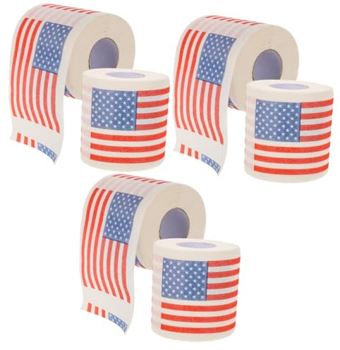 Beavorty 3 Sätze Rollenpapier Mit Amerikanischer Flagge Amerikanische Flagge Toilettenpapier -lagiges Toilettenpapier Mit Us-flaggenmuster Klobürste Saugfähiges 2 Rollen * 3