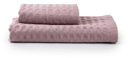 INTRECCI HOME Set Bagno Asciugamani Viso+Ospite, in Puro Cotone 300 g, 110x60 cm + 60x40 cm, Leggerezza e Praticità, con Lavorazione Nido d’Ape, Ideale per Asciugatura Rapida, Modello: Cecile