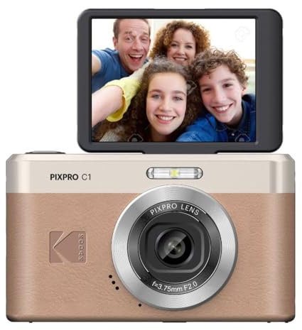 KODAK Pixpro C1 - Cámara Digital ultracompacta | 13MP BSI CMOS, Zoom 4X, Pantalla LCD de 2.8 Pulgadas, Flash LED - Marron