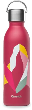 Qwetch - Bouteille Isotherme Active Altitude Grenat 600ml - Gourde avec Anse Inox Recyclé - 24h Froid et 12h Chaud - Etanche & Compacte