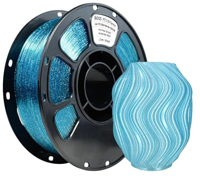 iBOSS Pailletten, PETG Filament, 1,75 mm, PETG 3D-Drucker-Filament, 1,75 mm, Serie mit funkelnden Farben, 1 kg, Genauigkeit: 0,02 mm, Pailletten, Wasserblau