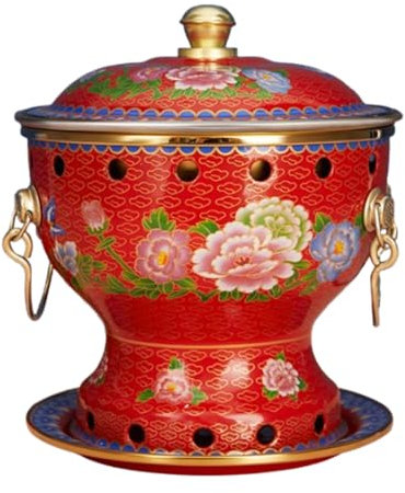 IUYIXWFP Cloisonné-Kupfer-Hotpot, Einzelportion, Peking-Stil, Alkoholbrennstoff, Hot Pot, handgefertigt, antihaftbeschichtet, für den Heimgebrauch, traditionelles Shabu-Shabu-Kochen,O