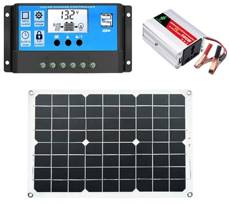 Generador Solar Portatil, Estación De Energía 300W, De Energía Solar, Controlador De Carga Solar Con Panel Solar De 18 W Y 12 V, Inversor De Corriente Portátil De 300 W Para Uso Doméstico