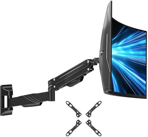 ELIVED Monitor Wandhalterung für Max 43'' Ultrawide Monitor bis zu 15kg | VESA 75/100/200mm, Heavy Duty Monitor Halterung Wand, Höhenverstellbar Gasdruckfeder Monitor arm EV3421B