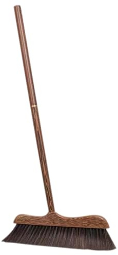Amosfun Escoba De Wengué Mango para Terrazas y Patios Cerdas Duras Madera para Limpiar Interiores y Exteriores