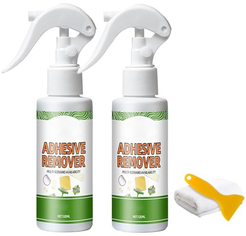 Adhesive Remover, Sticky Stuff Remover with Plastic Scraper, Glue Remover for Easy Removal of Stickers, Labels, Decals, Sticker Remover for Cars (2pcs)
