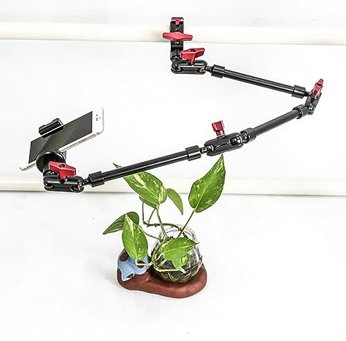 31in Adjustable Articulating Arm Camera Mount with 1 4in 3 8in Thread 360 Degree Rotation Aluminum Alloy for Phone DSLR Action Webcam Tablet Live Streaming Selfie Travel