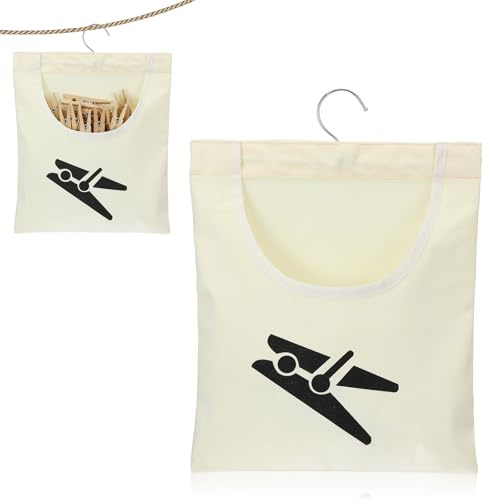 XLIUAX Sacchetto per mollette con motivo, 35,5 x 26 cm, sacchetto con clip per mollette da bucato, cestino con gancio per appendere, riutilizzabile, per casa, balcone, viaggi