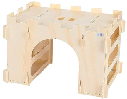 Maison pour Lapin Habitat Amovible de Petits Animaux | Château en Bois Maison de pour Lapin avec Râtelier à Foin Pour Hérisson Chinchilla Cage Clapier Enclos Extérieur Petits