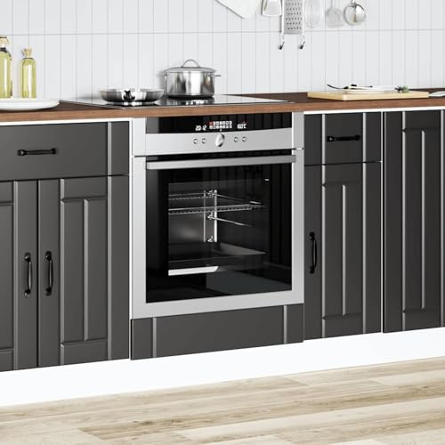 ATOMSTACK MAKER Herdumbauschrank Schwarz, 60 cm Breite, Holzwerkstoff mit verstellbaren Füßen, für Backofen & Mikrowelle – Platzsparend, stabil & pflegeleicht (Lucca-Serie)