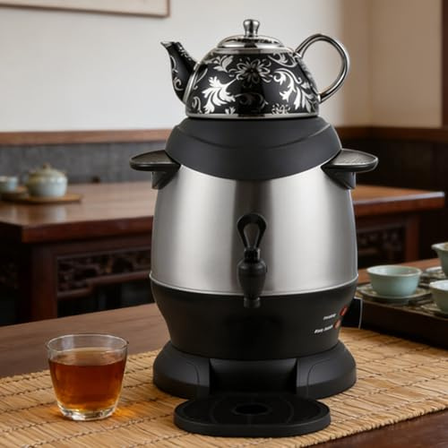 Teiera turca elettrica, in acciaio inox da 4 l e teiera in ceramica da 1 l, controllo della temperatura di 30-100 °C, ribollire automaticamente, mantiene al caldo, per caffè e tè