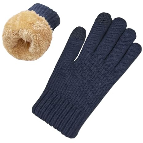 lifwimner Gants d'hiver Femme, Gants Chauffants Femme Thermique Gants avec Doublure Polaire pour écran Tactile pour Sports la Course à Pied Cyclisme Ski (Bleu foncé)