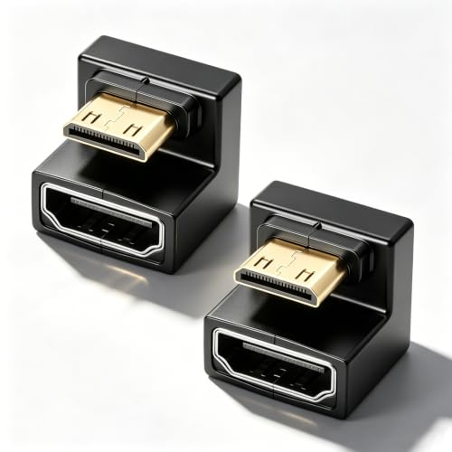 Adaptateur Mini HDMI vers HDMI 180 Degrés Coude en U 8K@60Hz 48Gbps 2Ps | Raccordement mâle femelle écran UHD 2.1 convertisseur témoin LED audio Dolby 3D pour caméra DSLR ordinateur portable