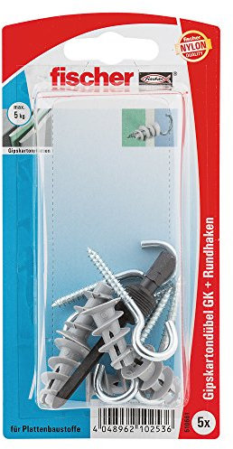 Fischer Gipskartondübel GK RH K SB-Karte, 5 x Rundhaken 4,3 x 46, 1 x Setzwerkzeug, 510661