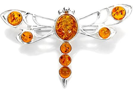 Sterling Silber und Baltischer Bernstein Schmetterling Brosche