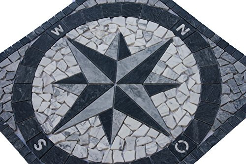 Mosaikfliesen Rosone 60x60 cm Marmor Kompass Naturstein Windrose Mosaik Fliesen Einleger 014