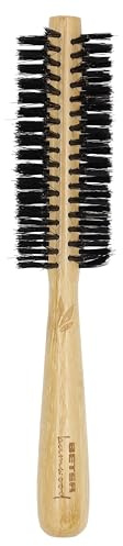 Beter – Cepillo de pelo redondo de madera de bambú sostenible, púas de jabalí y nylon, 45mm diámetro, para moldear y alisar el cabello.