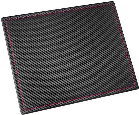 Läufer 37057 Concerto Mouse-Pad aus Leder, Echt Leder, schwarz, carbon, Ziernaht pink, Handgefertigt aus Echtleder in Deutschland, Mauspad aus Leder