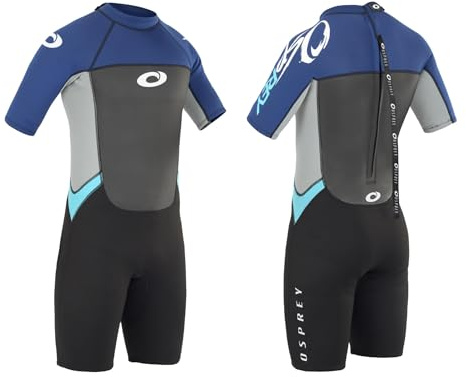 Osprey Herr Shorty 3 mm sommar våtdräkt, vuxen kortärmad neopren surfing dykning våtdräkt, ursprung, flera färger, blå, L