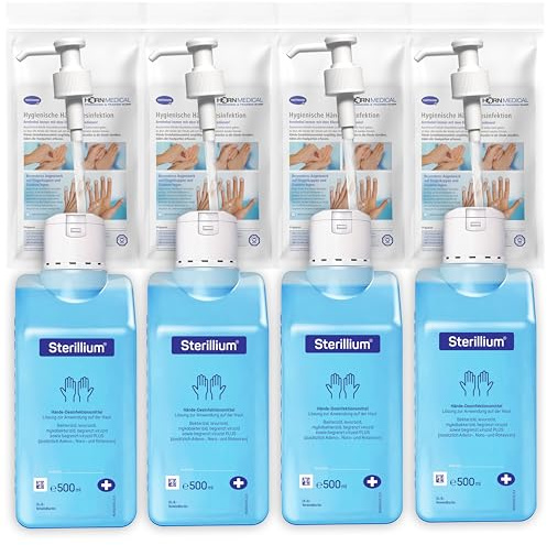 Horn Medical Dosierpumpen (4 Stück) mit Sterillium Händedesinfektionsmittel (4 x 500 ml)