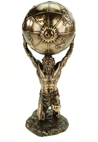 Vogler Figur Griechicher Gott Atlas mit Himmels-Kugel Atlasgebirge 21 cm Skulptur Deko groß