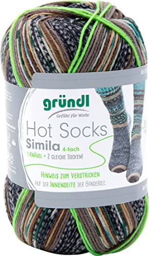 gründl Hot Socks Simila Sockenwolle 4-fädig 100g 400m Nadelstärke 2,5-3,0 Ökotex 100 zertifiziert Schonwaschgang 40°C 75% Schurwolle 25% Polyamid Ganzjährig für Pullover und Socken Farbe 302