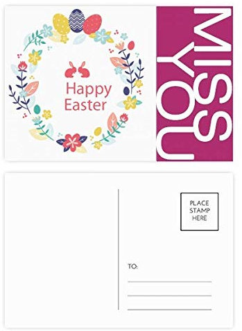 Happy Ostern Religion Festival Leaves Flower Miss Postkarten-Set, Danksagungskarte, Seite Postkarten, 20 Stück