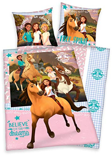 Herding Spirit Wild und Frei Pferde Bettwäsche 80x80 + 135x200cm, Baumwolle mit Reißverschluss
