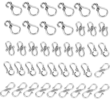 EXCEART 40 Stück tibetisches Silber S-Haken Verschlüsse Verbinder tibetische Knebelverschlüsse für DIY Handwerk Halskette Armband Schmuckherstellung Zubehör